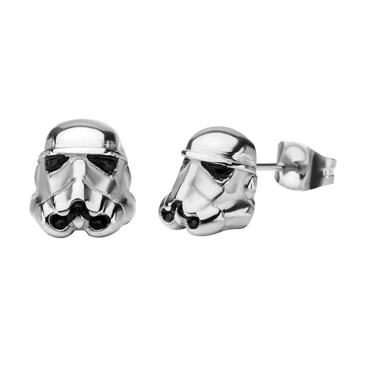 Star Wars Stormtrooper Stainless Steel Stud Earrings, Men's, Grey