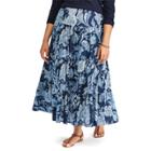 Plus Size Chaps Tiered Floral Maxi Skirt, Women's, Size: 1xl, Blue