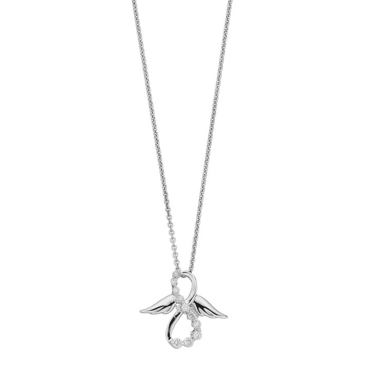 Sterling Silver 1/6 Carat T.w. Diamond Winged Infinity Pendant Necklace, Women's, Size: 18, White