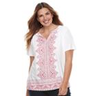 Plus Size Croft & Barrow&reg; Smocked Shoulder Tee, Women's, Size: 2xl, Med Pink