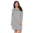 Plus Size Sonoma Goods For Life&trade; Stripe T-shirt Dress, Women's, Size: 2xl, Med Grey