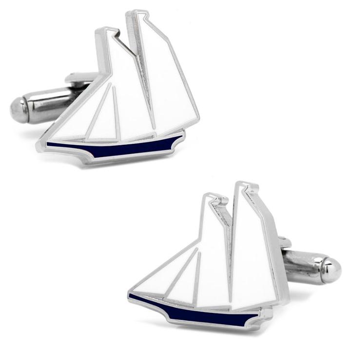 Sailboat Cuff Links, Men's, White