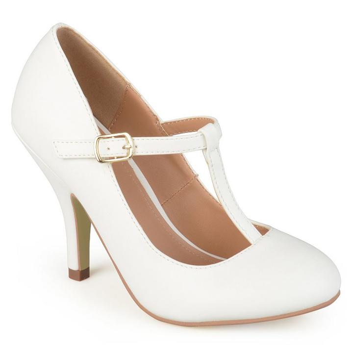 Journee Collection Liza Women's Matte T-strap High Heels, Girl's, Size: 8.5, White