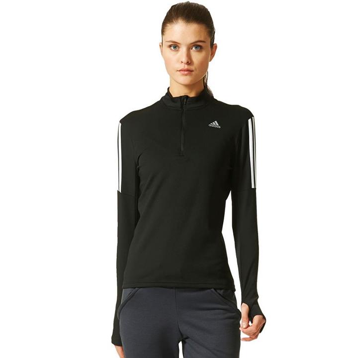 Women's Adidas Climalite&reg; Zip Tee, Size: Xs, Black