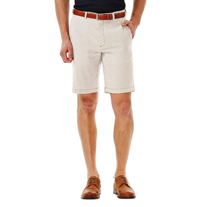 Haggar, Men's &reg; Cool 18&reg; Flat-front Plaid Shorts, Size: 36, White Oth