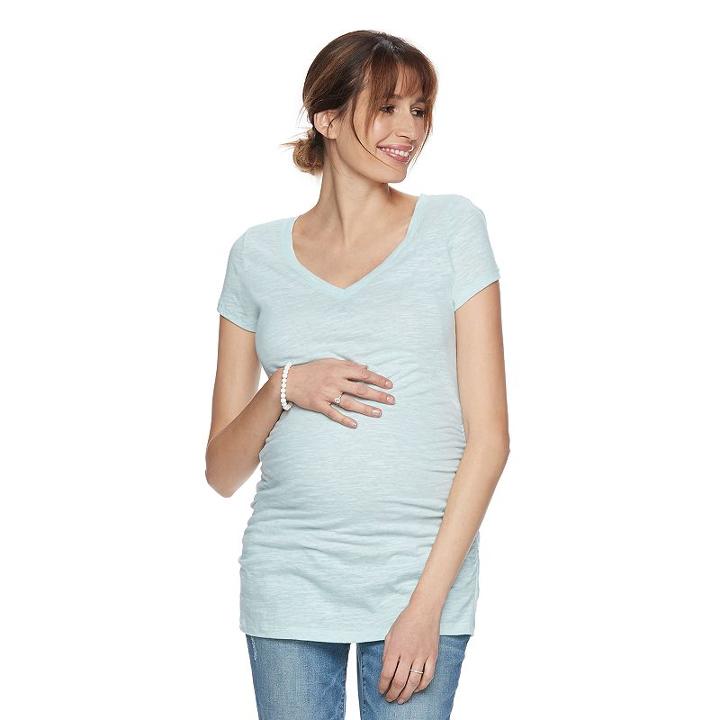 Maternity A:glow Essential Ruched V-neck Tee, Women's, Size: Xs-mat, Brt Blue
