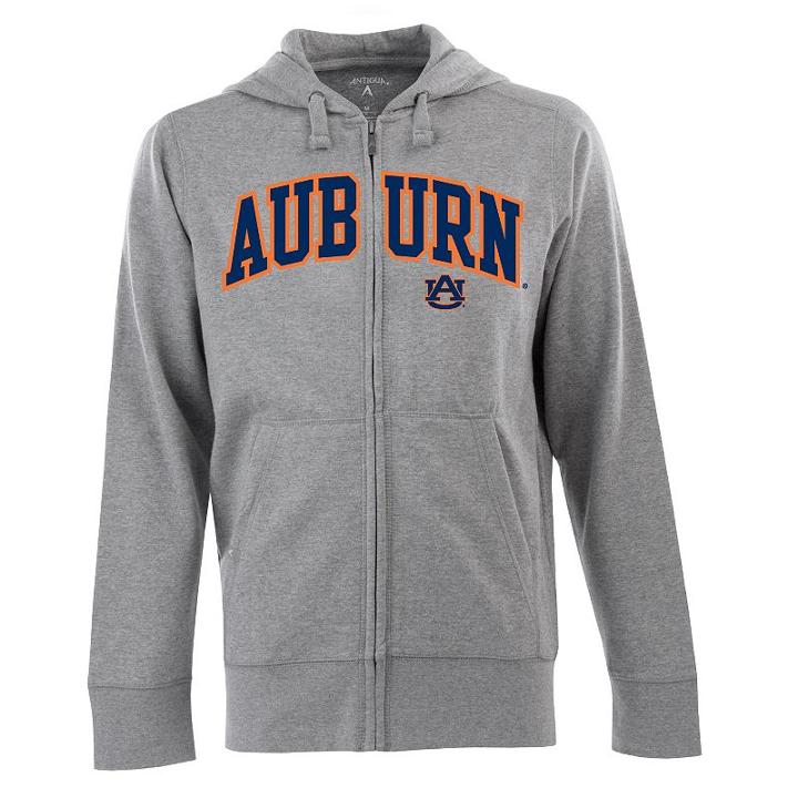 Men's Auburn Tigers Signature Zip Front Fleece Hoodie, Size: Xl, Grey