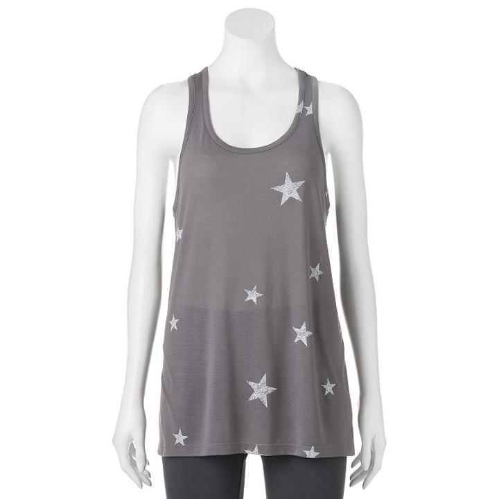Juniors' So&reg; Mesh Back Racerback Tunic Tank, Girl's, Size: Small, White