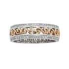 14k Gold Two Tone 1/4-ct. T.w. Diamond Scrollwork Wedding Ring, Women's, Size: 7.50, White