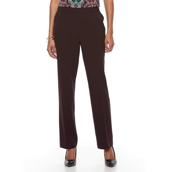 Women's Dana Buchman Bi-stretch Pull On Pants, Size: 12, Dark Pink