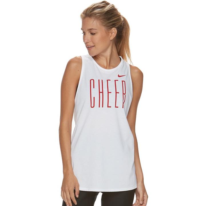 Women's Nike Dry Training Cheer Graphic Tank, Size: Xl, White