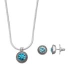 Napier Textured Halo Round Pendant Necklace & Stud Earring Set, Women's