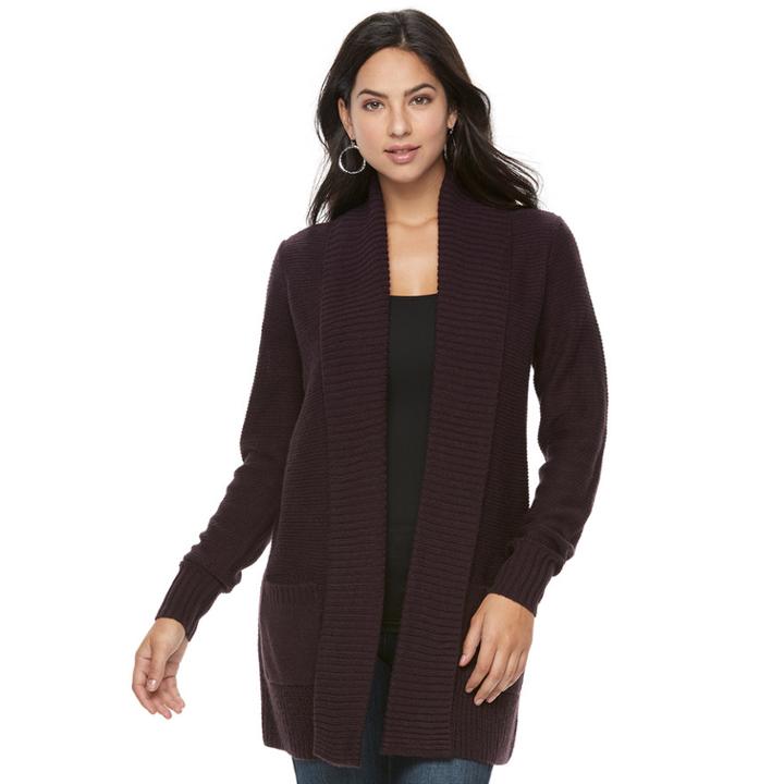 Women's Apt. 9&reg; Cozy Shawl Collar Cardigan, Size: Xxl, Purple