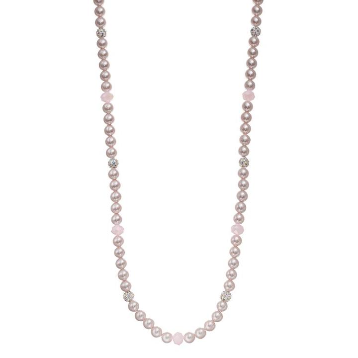 Pink Simulated Pearl Long Necklace, Women's