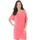 Women's Apt. 9&reg; Crisscross Cold-shoulder Swing Dress, Size: Small, Brt Pink