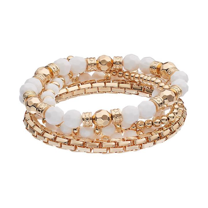 Apt. 9&reg; White Beaded Stretch Bracelet Set, Women's