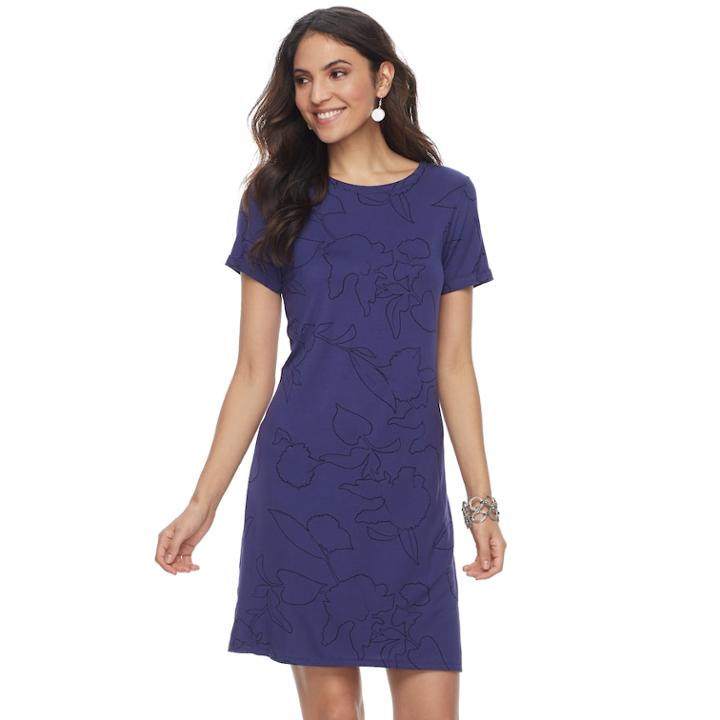 Women's Apt. 9&reg; Cuffed T-shirt Dress, Size: Small, Drk Purple