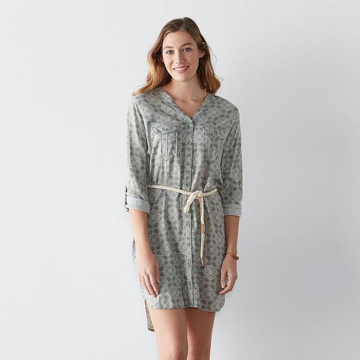 Women's Sonoma Goods For Life&trade; Print Shirtdress, Size: Xxl, Lt Green