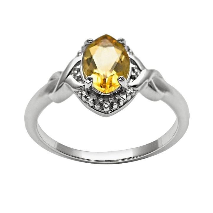 Sterling Silver Citrine And Diamond Accent Marquise Halo Ring, Women's, Size: 6, Orange