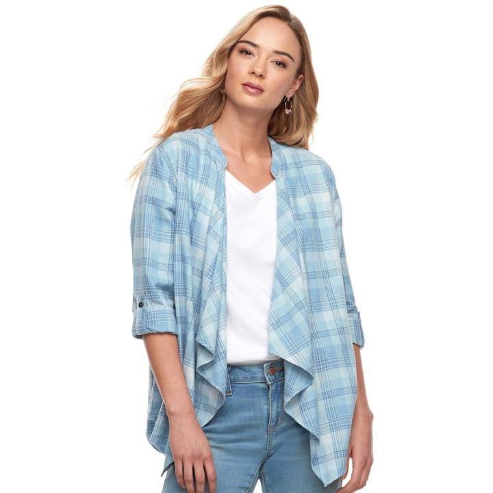 Women's Sonoma Goods For Life&trade; Flyaway Shirt Cardigan, Size: Xl, Med Blue