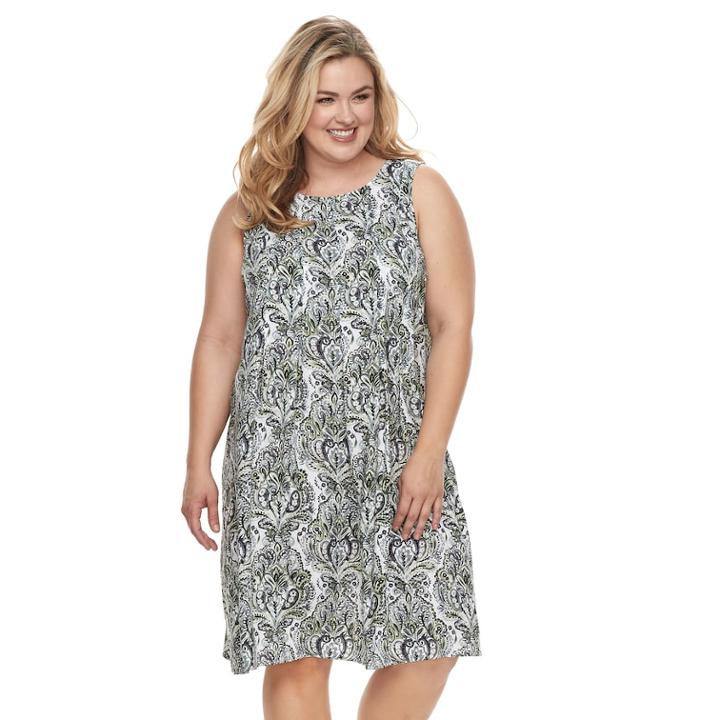 Plus Size Croft & Barrow&reg; Pleat Sleeveless Dress, Women's, Size: 1xl, Med Green