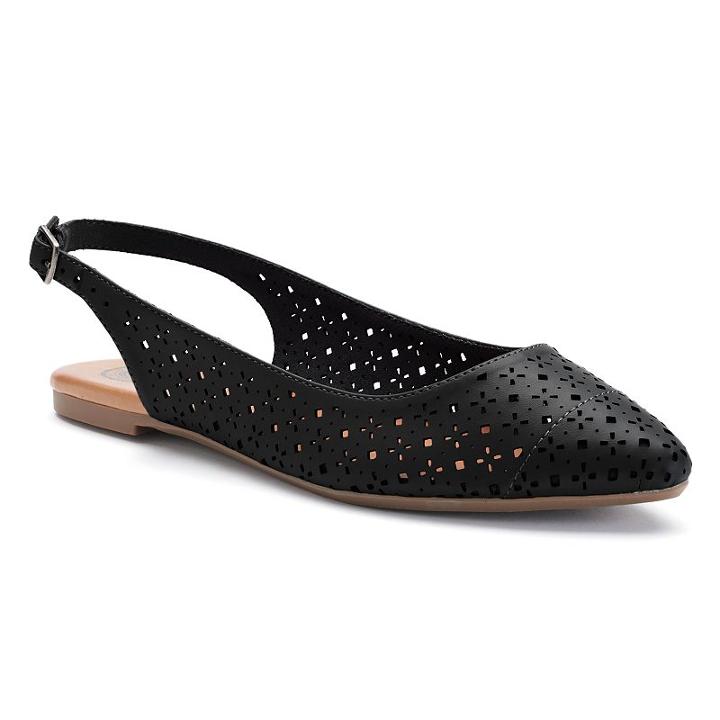 So&reg; Women's Slingback Pointed-toe Flats, Girl's, Size: Medium (7.5), Black