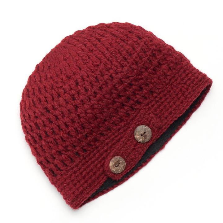 Sijjl Women's Wool Cloche Beanie, Red