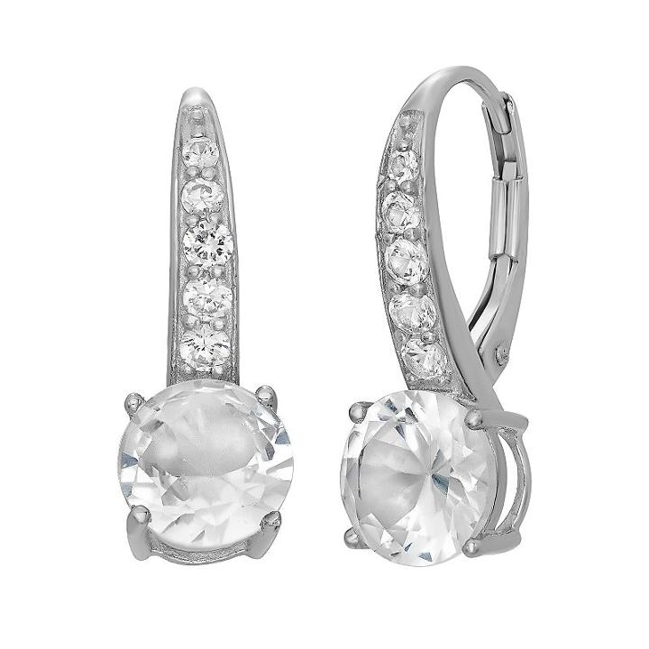Lab-created White Sapphire Sterling Silver Drop Earrings, Women's