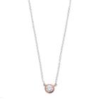 Love This Life Two Tone Sterling Silver Cubic Zirconia Necklace, Women's, White