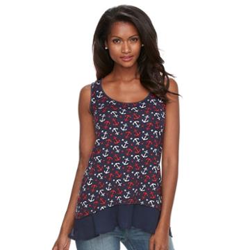 Women's Kate And Sam Anchor Scoopneck Tank, Size: Small, Dark Blue