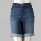 Women's Simply Vera Vera Wang Cuffed Bermuda Jean Shorts, Size: 14, Dark Blue