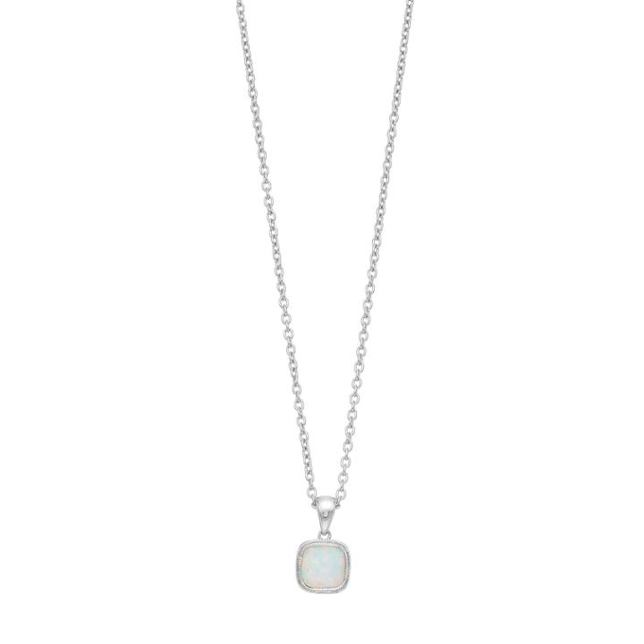 Sterling Silver Lab-created White Opal Cabochon Pendant Necklace, Women's, Size: 18