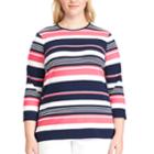 Plus Size Chaps Striped Crewneck Tee, Women's, Size: 2xl, Pink