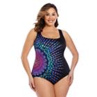 Plus Size Great Lengths Body Sculptor Printed One-piece Swimsuit, Women's, Size: 18, Bird Of Paradise