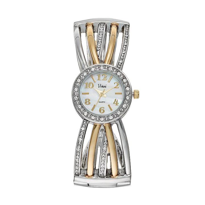 Vivani Women's Crystal Crisscross Cuff Watch, Size: Small, Multicolor
