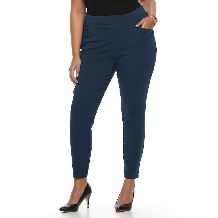 Plus Size Kate And Sam Super Stretch Pull-on Pants, Women's, Size: 2xl, Blue (navy)