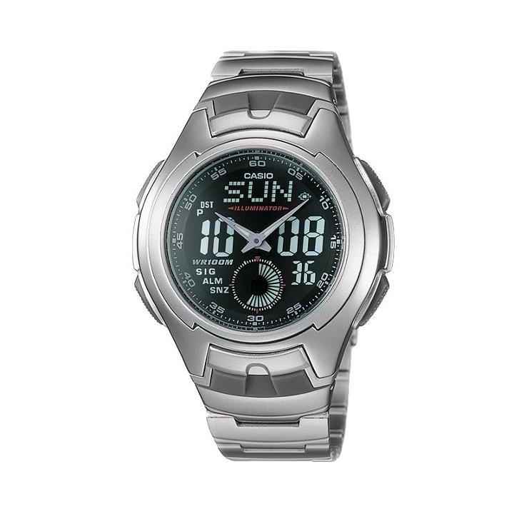 Casio Men's Illuminator Sport Stainless Steel Analog & Digital Chronograph Watch - Aq160wd-1bv, Grey, Durable