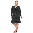 Plus Size Suite 7 Polka-dot Fit & Flare Dress, Women's, Size: 3xl, Black Turquoise