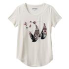 Girls 7-16 & Plus Size Mudd&reg; Raw Edge Scoopneck Shiny Graphic Tee, Girl's, Size: 14 1/2, White Oth
