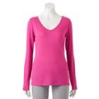 Juniors' So&reg; Perfectly Soft Vented V-neck Tee, Girl's, Size: Large, Med Pink