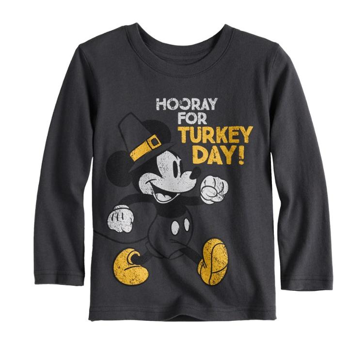 Disney's Mickey Mouse Toddler Boy Hooray For Turkey Day! Softest Graphic Tee By Jumping Beans®, Size: 2t, Med Grey
