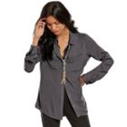Women's Apt. 9&reg; Solid Roll-tab Blouse, Size: Xs, Grey (charcoal)
