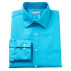 Men's Van Heusen Fitted Athletic Solid Lux Sateen No Iron Spread Collar Dress Shirt, Size: 15.5-32/33, Turquoise/blue (turq/aqua)