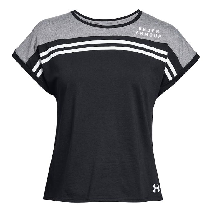 Women's Under Armour Striped Baseball Tee, Size: Medium, Black