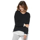 Women's Popsugar Mock-layer Sweatshirt, Size: Medium, Black