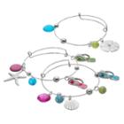 Flip-flop, Seashell & Starfish Charm Bangle Bracelet Set, Women's, Multicolor