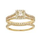 Igl Certified Diamond Square Halo Engagement Ring Set In 14k Gold (1 Carat T.w.), Women's, Size: 5.50, White