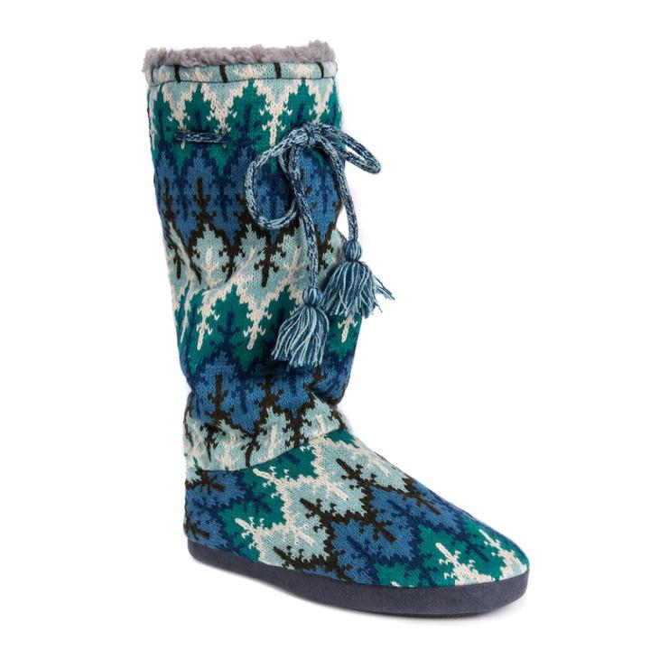 Women's Muk Luks Gloria Knit Tall Boot Slippers, Size: Large, Green