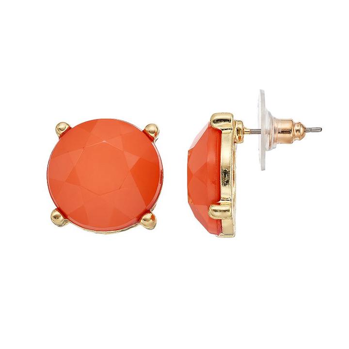 Round Faceted Drop Earrings, Women's, Pink