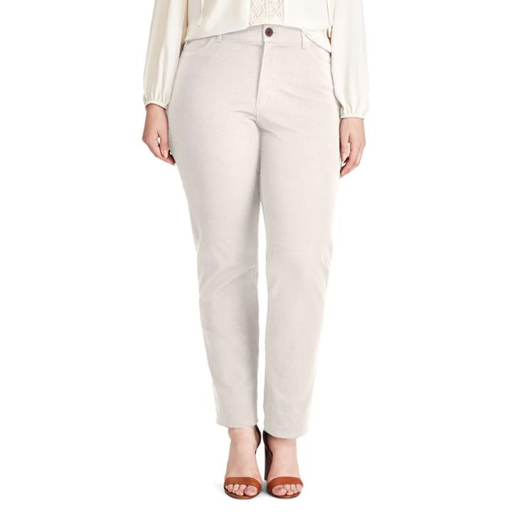 Plus Size Chaps 4-way Stretch Twill Straight-leg Pants, Women's, Size: 18 W, Beig/green (beig/khaki)
